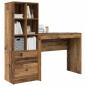 Preview: Schreibtisch mit Schubladen mit Regal 2 pcs Altholz