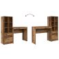 Preview: Schreibtisch mit Schubladen mit Regal 2 pcs Altholz