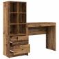 Preview: Schreibtisch mit Schubladen mit Regal 2 pcs Altholz