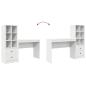 Preview: Schreibtisch mit Schubladen mit Regal mit Speicher 2 pcs Weiß
