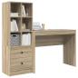Preview: Schreibtisch mit Schubladen mit Regal 2 pcs Sonoma-Eiche
