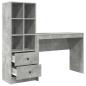 Preview: Schreibtisch mit Schubladen mit Regal 2 pcs Beton Grau