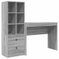 Preview: Schreibtisch mit Schubladen mit Regal 2 pcs Graues Sonoma