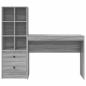 Preview: Schreibtisch mit Schubladen mit Regal 2 pcs Graues Sonoma