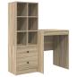 Preview: Schreibtisch mit Schubladen mit Regal 2 pcs Sonoma-Eiche