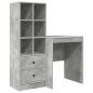 Preview: Schreibtisch mit Schubladen mit Regal 2 pcs Beton Grau