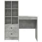 Preview: Schreibtisch mit Schubladen mit Regal 2 pcs Beton Grau