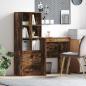 Preview: ARDEBO.de - Schreibtisch mit Schubladen mit Regal 2 pcs Geräucherte Eiche