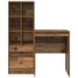 Preview: Schreibtisch mit Schubladen mit Regal 2 pcs Altholz
