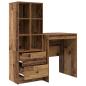 Preview: Schreibtisch mit Schubladen mit Regal 2 pcs Altholz