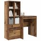 Preview: Schreibtisch mit Schubladen mit Regal 2 pcs Altholz