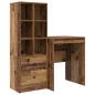 Preview: Schreibtisch mit Schubladen mit Regal 2 pcs Altholz