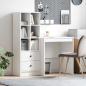 Preview: ARDEBO.de - Schreibtisch mit Schubladen mit Regal mit Speicher 2 pcs Weiß