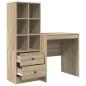 Preview: Schreibtisch mit Schubladen mit Regal 2 pcs Sonoma-Eiche
