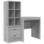 Preview: Schreibtisch mit Schubladen mit Regal 2 pcs Graues Sonoma