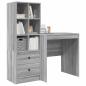 Preview: Schreibtisch mit Schubladen mit Regal 2 pcs Graues Sonoma