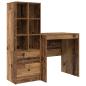 Preview: Schreibtisch mit Schubladen mit Regal 2 pcs Altholz