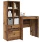 Preview: Schreibtisch mit Schubladen mit Regal 2 pcs Altholz