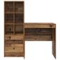 Preview: Schreibtisch mit Schubladen mit Regal 2 pcs Altholz