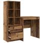 Preview: Schreibtisch mit Schubladen mit Regal 2 pcs Altholz