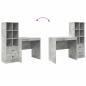 Preview: Schreibtisch mit Schubladen mit Regal 2 pcs Beton Grau