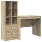Preview: Schreibtisch mit Schubladen mit Regal 2 pcs Sonoma-Eiche