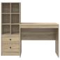 Preview: Schreibtisch mit Schubladen mit Regal 2 pcs Sonoma-Eiche