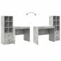 Preview: Schreibtisch mit Schubladen mit Regal 2 pcs Beton Grau