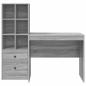 Preview: Schreibtisch mit Schubladen mit Regal 2 pcs Graues Sonoma