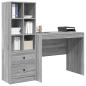 Preview: Schreibtisch mit Schubladen mit Regal 2 pcs Graues Sonoma
