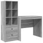 Preview: Schreibtisch mit Schubladen mit Regal 2 pcs Graues Sonoma