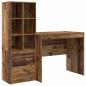Preview: Schreibtisch mit Schubladen mit Regal 2 pcs Altholz