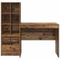 Preview: Schreibtisch mit Schubladen mit Regal 2 pcs Altholz