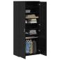 Preview: Hochschrank 80 x 39 x 178 cm Holzwerkstoff Schwarz Eichen-Optik