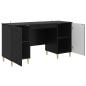 Preview: Schreibtisch Schwarz 142,5 x 50 x 75 cm Holzwerkstoff
