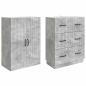 Preview: Schrankset 2 stk. 66 x 34,5 x 87 cm Holzwerkstoff Betongrau
