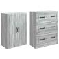 Preview: Schrankset 2 stk. 66 x 34,5 x 87 cm Holzwerkstoff Sonoma-Grau