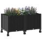 Preview: Gartenpflanzer mit Rädern Schwarz 80 x 40 x 44 cm PP