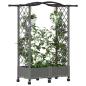 Preview: Hochbeet mit Rankgitter und Dach Hellgrau 124 x 40 x 129 cm PP