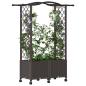 Preview: Hochbeet mit Rankgitter und Dach Braun 125 x 40 x 144 cm PP
