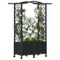 Preview: Hochbeet mit Rankgitter und Dach Schwarz 125 x 40 x 144 cm PP