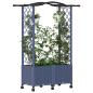Preview: Hochbeet mit Rankgitter und Dach Grau 125 x 40 x 144 cm PP