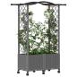 Preview: Hochbeet mit Rankgitter und Dach Hellgrau 125 x 40 x 144 cm PP
