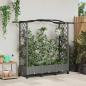 Preview: ARDEBO.de - Hochbeet mit Rankgitter und Dach Hellgrau 169 x 40 x 129 cm PP
