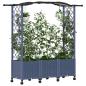 Preview: Hochbeet mit Rankgitter und Dach Grau 164 x 40 x 144 cm PP