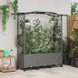Preview: ARDEBO.de - Hochbeet mit Rankgitter und Dach Hellgrau 164 x 40 x 144 cm PP