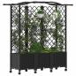 Preview: Hochbeet mit Rankgitter und Dach Schwarz 163 x 40 x 144 cm PP