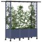 Preview: Hochbeet mit Rankgitter und Dach Grau 162,5 x 40 x 142 cm PP