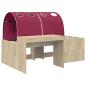 Preview: Bett mit Tunnel 3 stk. Sonoma Eiche und Rot Holzwerkstoff