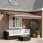 Preview: ARDEBO.de - Manueller Markisenrahmen mit LEDs Taupe 3 x 2,5 m